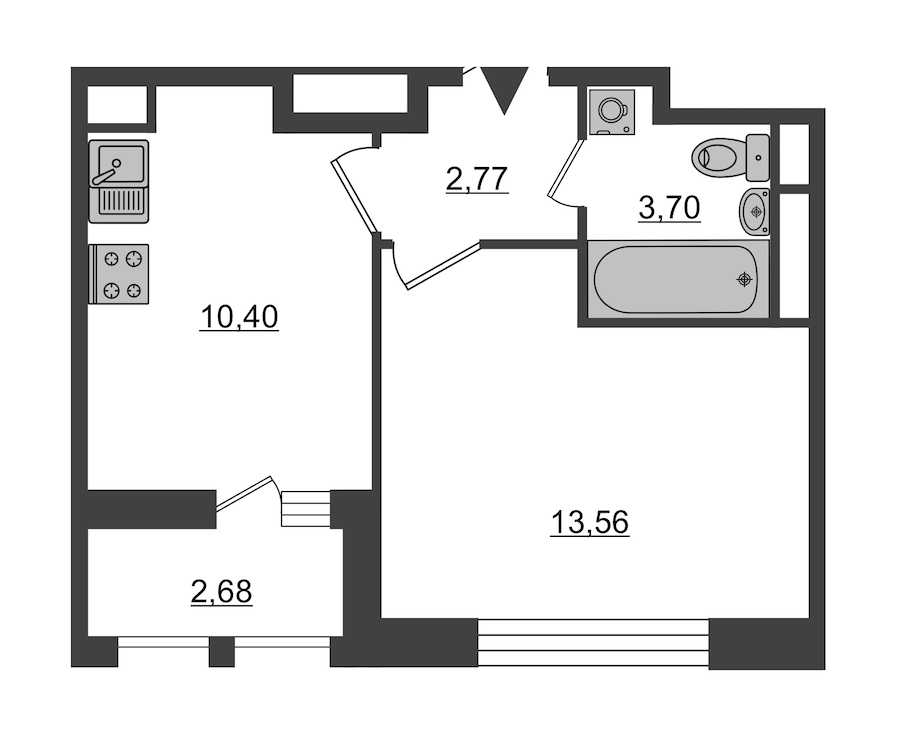 Однокомнатная квартира в : площадь 31.77 м2 , этаж: 3 – купить в Санкт-Петербурге